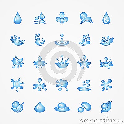 Water drop icons set Vector Illustration