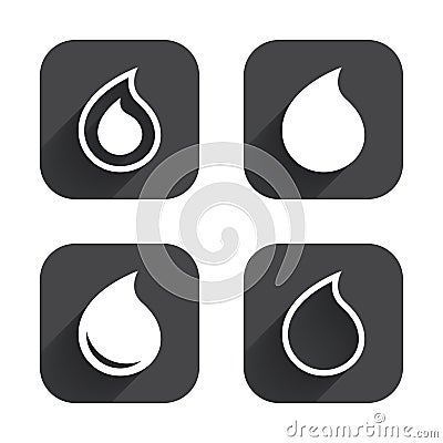 Water drop icons. Tear or Oil symbols. Vector Illustration