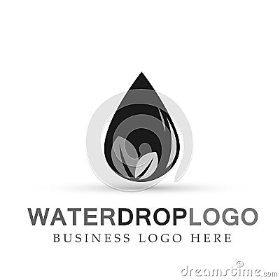 Water drop leaf logo circle plant spring nature landscape symbol,global nature elements design on white background Cartoon Illustration