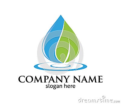 Water drop leaf pure source vector logo design Stock Photo