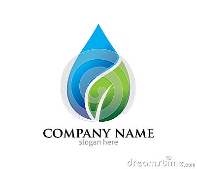 Water drop leaf pure source vector logo design Stock Photo