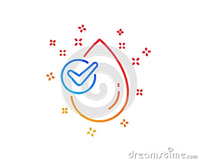 Water drop line icon. Clean aqua with check sign. Vector Vector Illustration