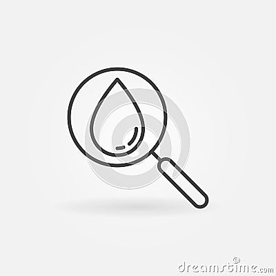 Water Drop in Magnifier line icon. Vector concept sign Vector Illustration