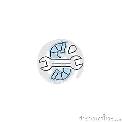 Water drop, pipe and wrench plumbing icon and logo Vector Illustration