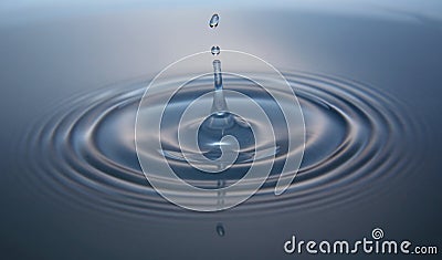 Water Drop with Ripple Stock Photo