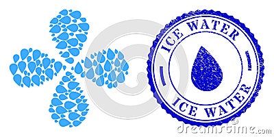 Ice Water Textured Seal Stamp and Water Drop Curl Twist Stock Photo