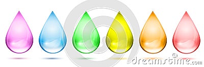 Water drop set isolated, colored rain droplets, multicolored separated drops - vector Vector Illustration
