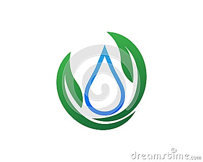 Water drop shape with tree leaf, Hydroponics Logo concept, flat design vector isolated Vector Illustration