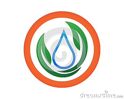 Water drop shape with tree leaf, Hydroponics Logo concept, flat design vector isolated Vector Illustration