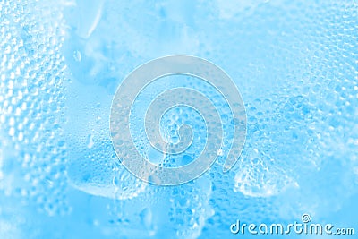 Water drop soda ice baking background fresh cool ice blue texture, selective focus Stock Photo