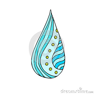 Water Drop Vector icon. Hand drawn logo. Sticker design. Vector Illustration