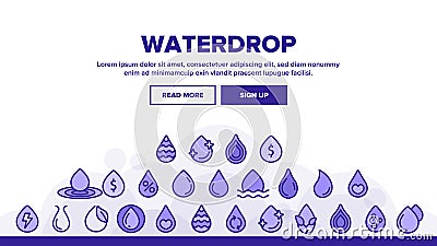 Water Drop Vector Thin Line Icons Set Vector Illustration