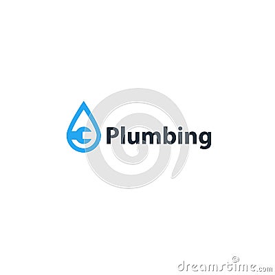 Water drop and wrench plumbing icon and logo Vector Illustration