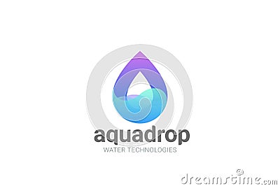 Water droplet abstract Logo design vector template. Natural Mineral Aqua Waterdrop Cosmetics SPA Logotype. Drop wave icon Vector Illustration