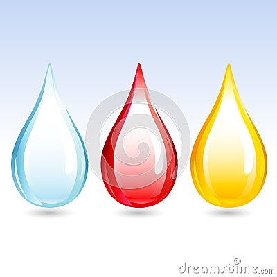 Water Droplet, Blood Droplet, Oil Droplet Vector Illustration