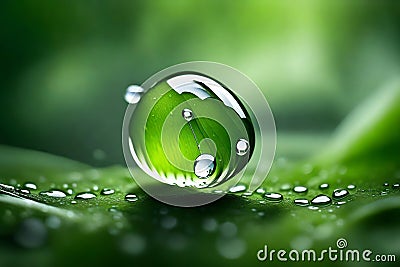 A water droplet clinging to a blade of fresh green grass Stock Photo