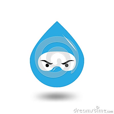 Water droplet head ninja logo template. water and ninja logo element Vector Illustration