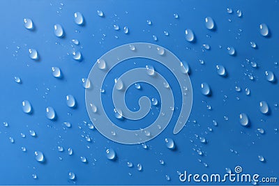 Water droplets on blue background Stock Photo