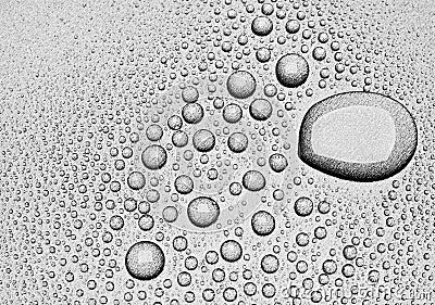 Water droplets on a gray waterproof surface Stock Photo