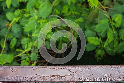 The water droplets on the steel beams formed by a recent rainstorm make crystal clear raindrops on the steel surface look beautifu Stock Photo