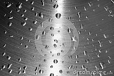 Water droplets on the steel plate. Gradient metal background Stock Photo