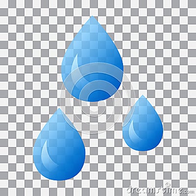 Water droplets on transparent background. Vector illustration Cartoon Illustration