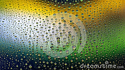 Water drops. Abstract gradient background. Droplet texture. Multicolor gradient. Textured image. Shallow depth of field. Selective Stock Photo