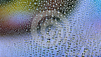 Water drops. Abstract gradient background. The texture of the drops. Multicolor gradient. Textured image. Shallow depth of field. Stock Photo