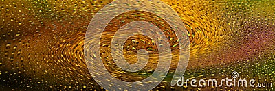 Water drops. Abstract spiral gradient banner. Droplet texture. Yellow gradient. Heavily textured image. Shallow depth of field. Stock Photo