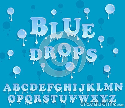 Water drops alphabet. Glossy letterhead design. Stock Photo