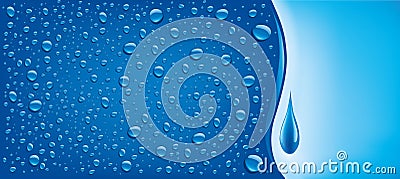 Many water drops on blue background with place for text Vector Illustration