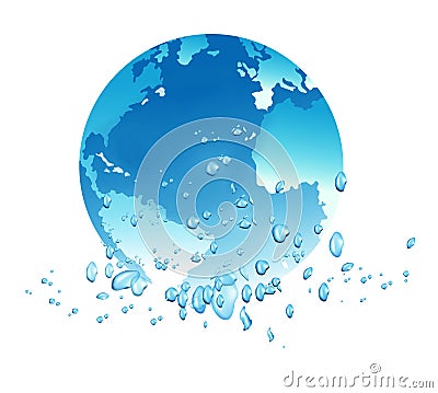 Earth and water drops Cartoon Illustration