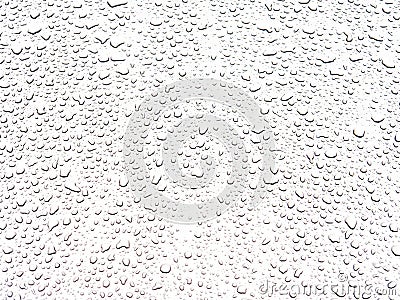 Water drops on flat surface close up direct view isolated texture Stock Photo