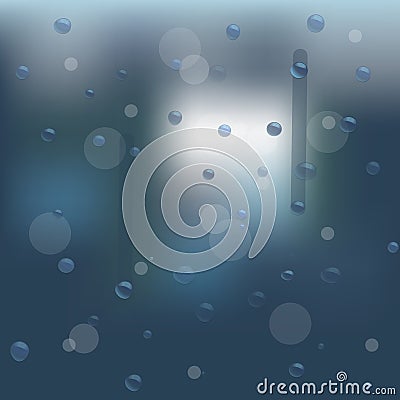 Water drops on the glass background image. Vector Illustration