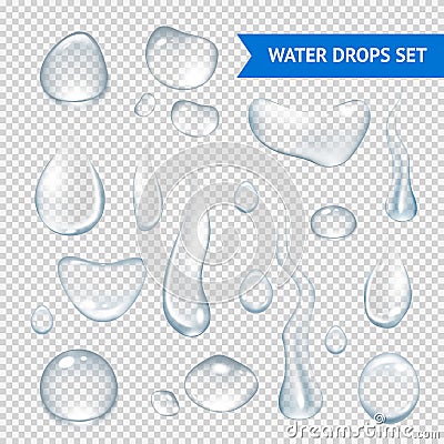 Water Drops Realistic Vector Illustration