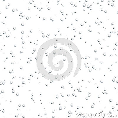 Water drops seamless pattern isolated on white background. Rain drops. Realistic bubbles on white background. Vector Vector Illustration
