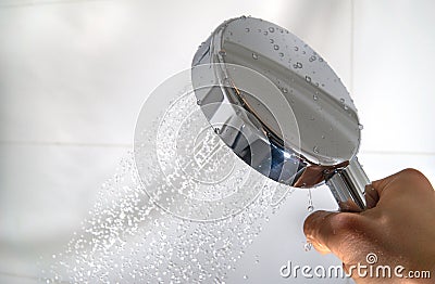 water drops in a shower Stock Photo