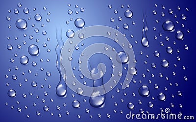 Water drops in shower or pool, condensate or rain droplets realistic transparent vector illustration, easy to put over any Vector Illustration