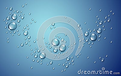 Water drops in shower or pool, condensate or rain droplets realistic transparent vector illustration, easy to put over any Vector Illustration