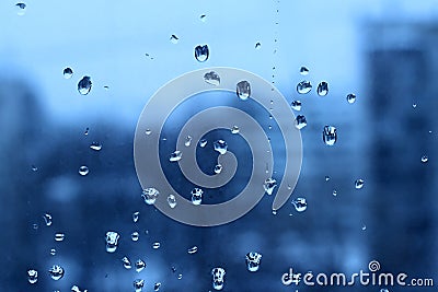 Water drops on turbid window glass Stock Photo