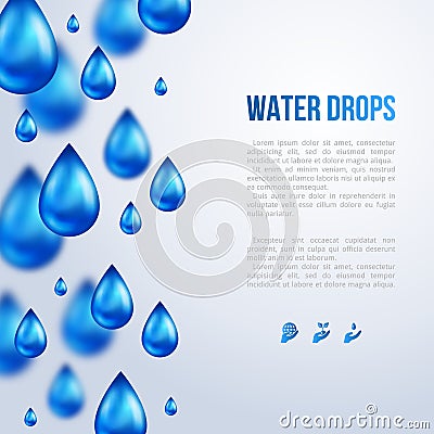 Water Drops. Vector illustration. Rainy day. Vector Illustration