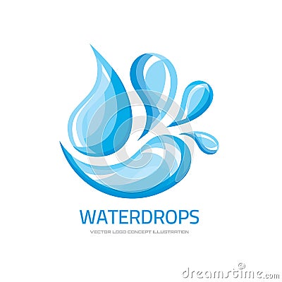 Water drops - vector logo concept illustration. Abstract water drops logo. Vector logo template. Vector Illustration