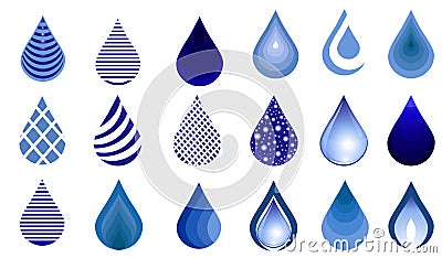 Water Drops.water drop set, blue drop buttons. Illustration Vector Illustration