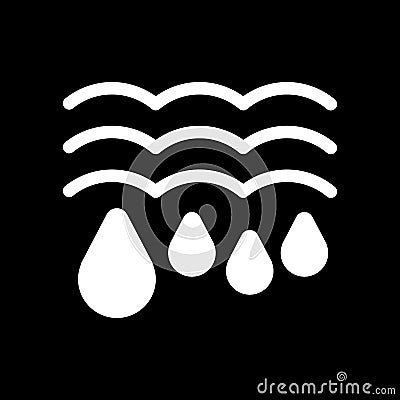 Water drops and waves icon. Falling drops Vector Illustration. thaw isolated on black. Vector Illustration