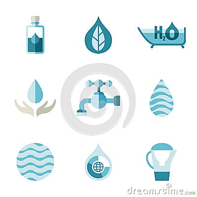 Water, ecology, freshness. Characters in a flat Vector Illustration