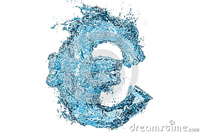 Water euro symbol, 3D rendering Stock Photo