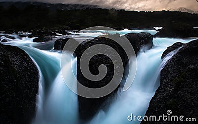 Water falls in the Petrohue river Stock Photo