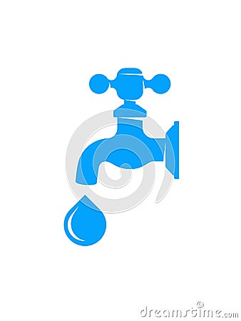 Water faucet with drop Vector Illustration