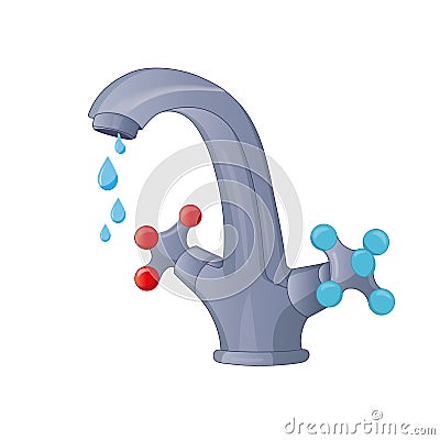 Water faucet isolated on white background Vector Illustration