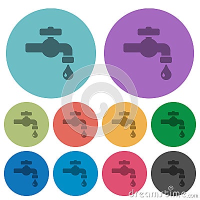 Water faucet with water drop color darker flat icons Stock Photo